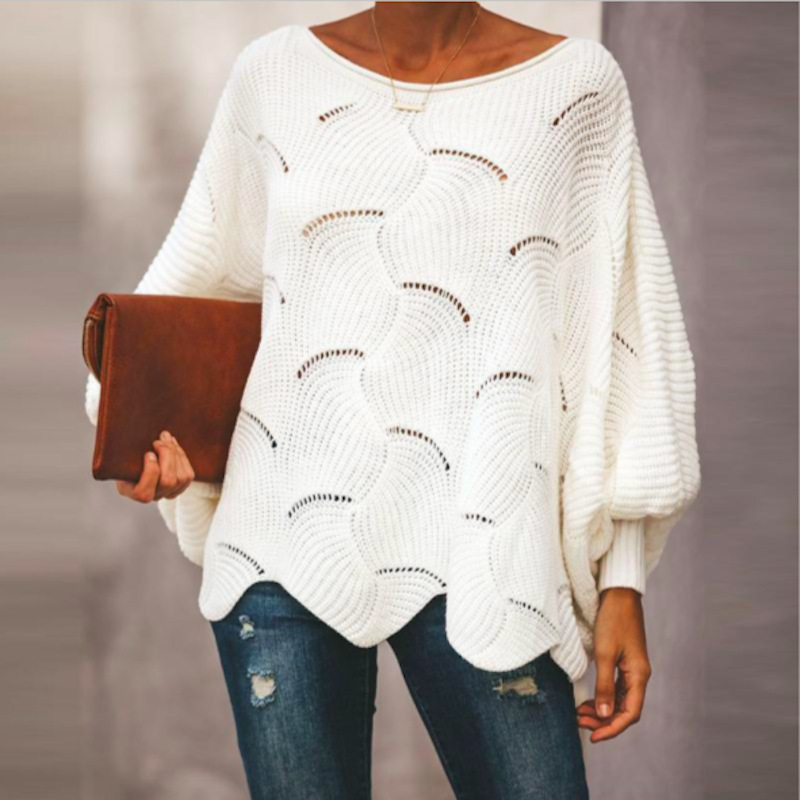 

2020autumn and winter sweater women loose sweater bat shirt women, Black