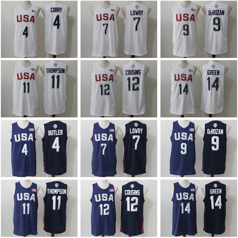 

Men 2016 USA Basketball Jerseys Dream Team 4 Stephen Curry Kyle Lowry DeMar DeRozan Thompson DeMarcus Cousins Harrison Barnes Draymond Green, White