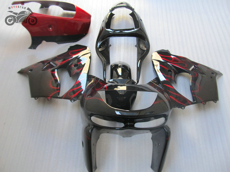 

Customize Fairing bodywork set for Kawasaki Ninja ZX 9R 1998 1999 red flames Chinese motorcycle fairings kit ZX-9R 98 ZX9R 99, Same as the picture