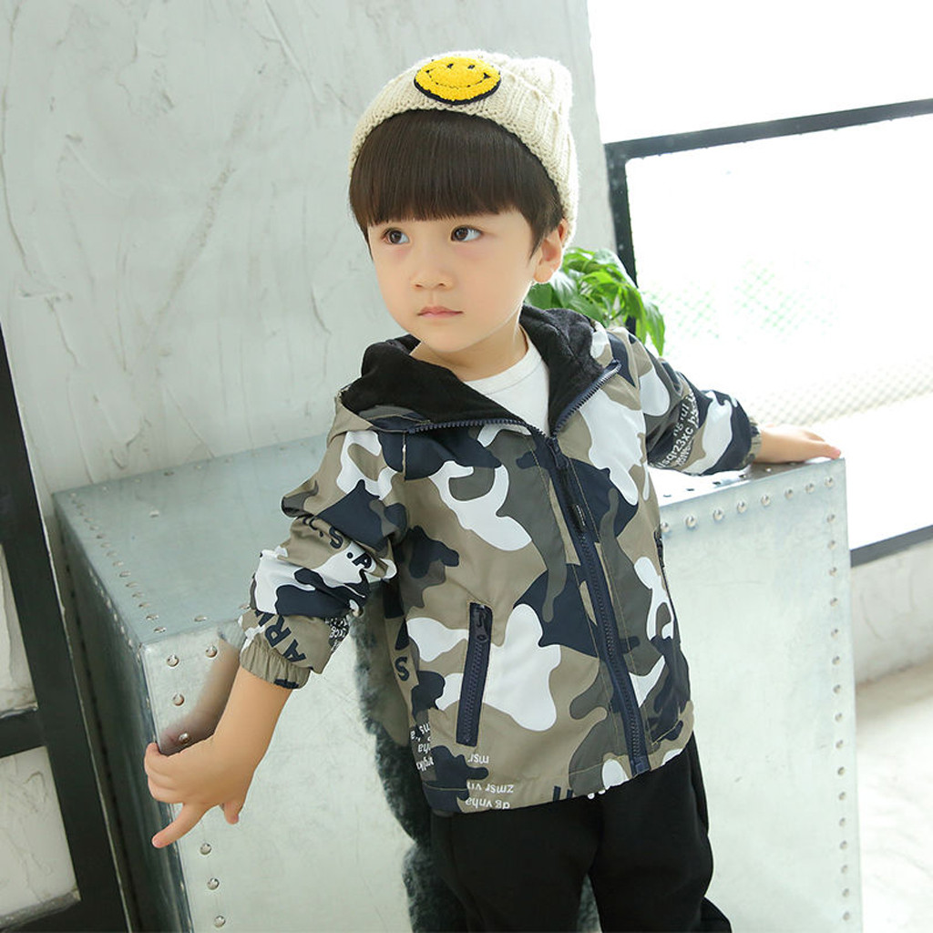 

Kids Jacket Hooded Camouflage Windbreaker Coat Baby Girls Boys Winter Children Jacket Spring Fall Toddler Outerwear Clothes, Red