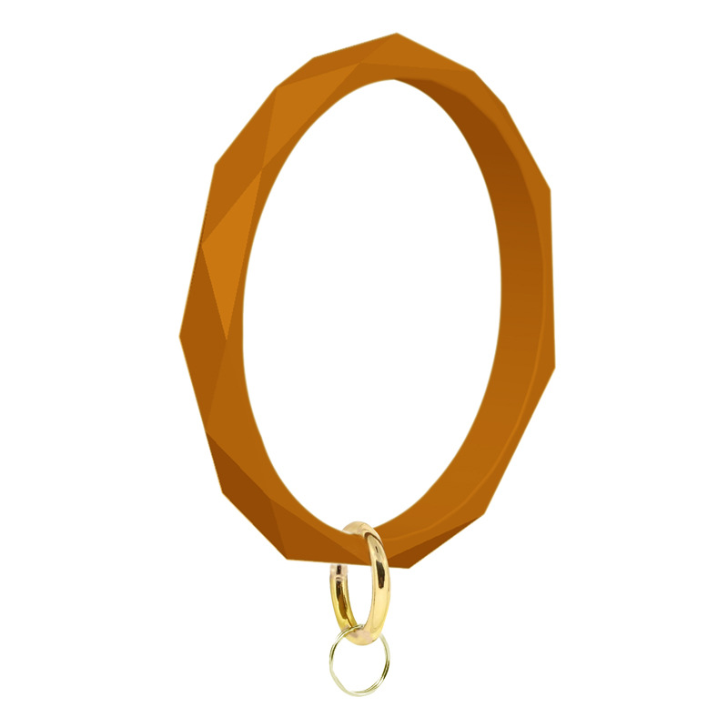 

5 pack womens New rhombus pattern silicone bracelet keychain wristlet Bangle key holder FAD silicone, Silver