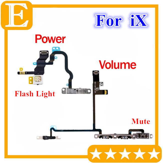 

Power Volume Switch Button Flex Cable For iPhone X 10 On Off Control + Flash Light + Mic + Mute Connector Flex with Metal Bracket Assembly