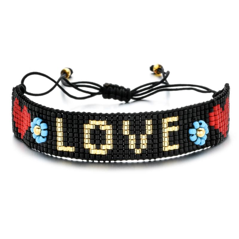 

Endless Story Classic MIYUKI Heart Bracelet Unisex Bracelets Summer Jewelry Love Black Adjustable Rope 2020 Couples Gift