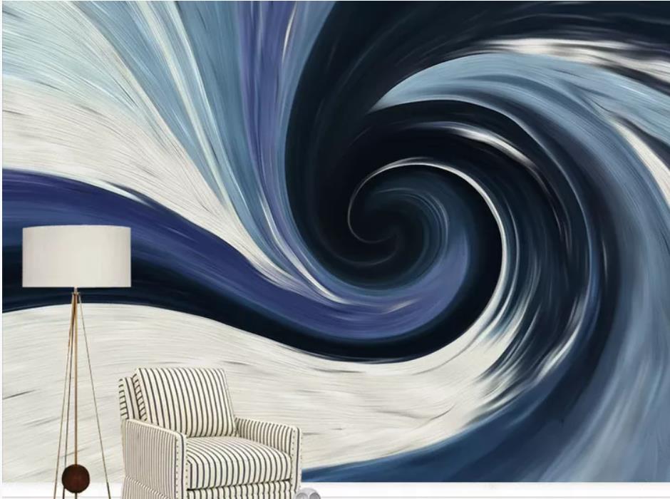 

beautiful scenery wallpapers Blue storm tornado van Gogh spiral abstract starry sky background wall painting, As shown