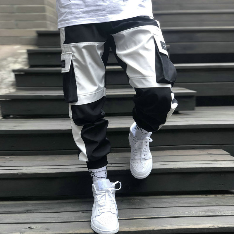 

Multi-Pocket Hip Hop Pants Men Ribbon Jogging Pants Male Streetwear Black 2020 Spring Fashion Sweatpants Mens, Xs 218
