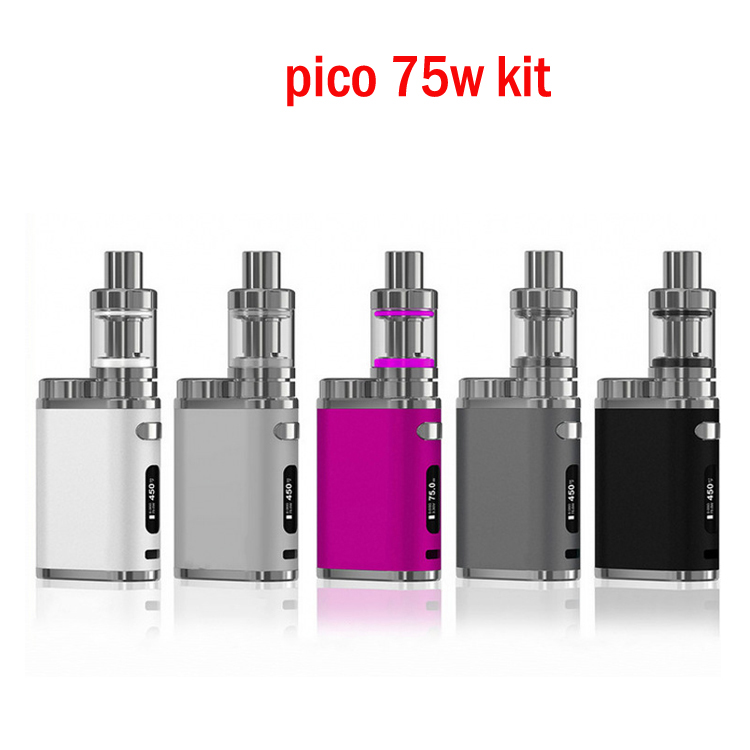 

Pico 75w with 18650 battery starter kits e cigarettes vape box mod 2ml Melo 3 Mini Tank e liquid vaporizer vape pen, Black