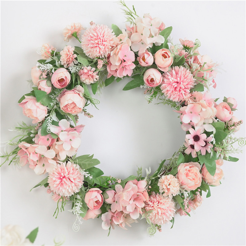 

Artificial wreath door decoration flower wreaths decoration wedding hanging spring wreath ring round home decor, Light green