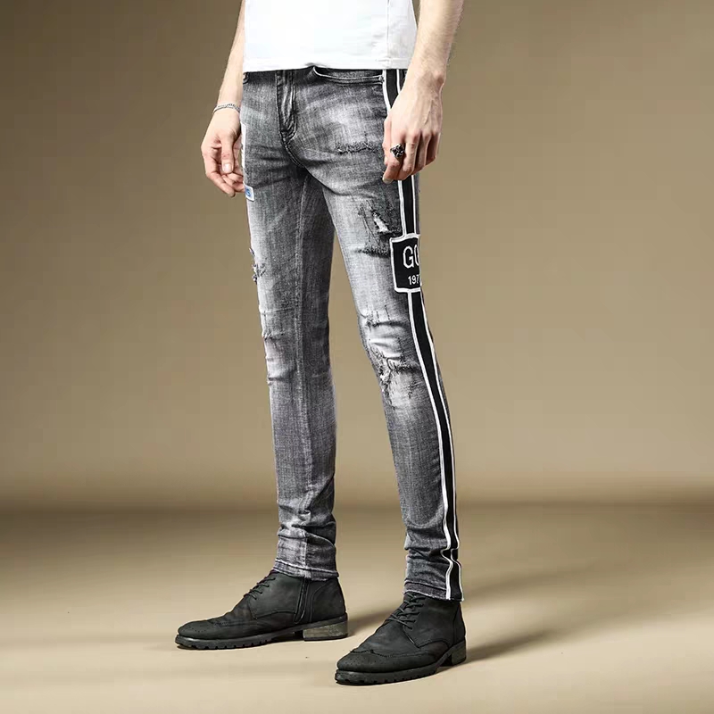 

Free Shipping New 2020 men's male Spring thin section ripped jeans slim pants Korean version of the trend boys trousers, As pic