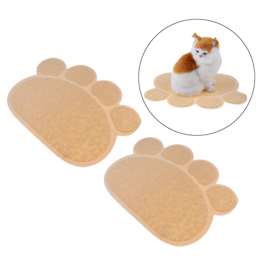 

2x pet mat litter feeding pad plastic door skidproof waterproof mat beige