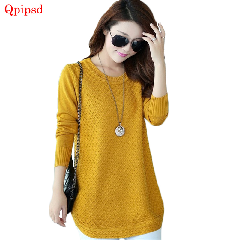 

Plus size 3XL 2018 Autumn Womens Long Sweater Women Solid Knitted Winter Women' Sweater Pullover Female O-Neck Knitted, Pink