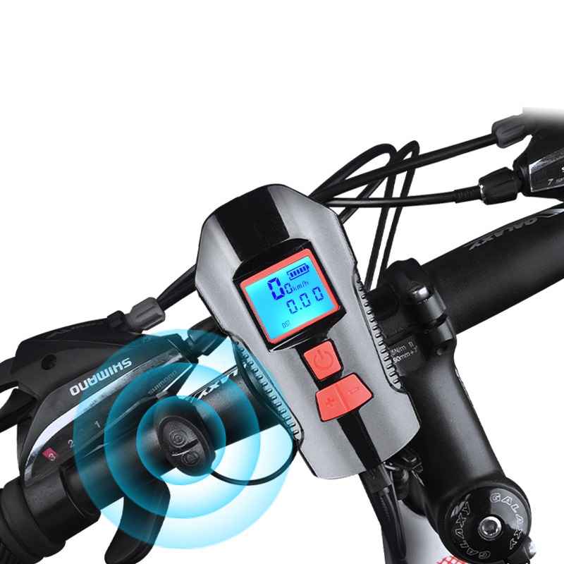 

Cycle Bike Speedometer Led Front Lights Bicycle Light USB 4 Mode Lamp + Bike Computer 6 Mode Horn Cycling Headlight