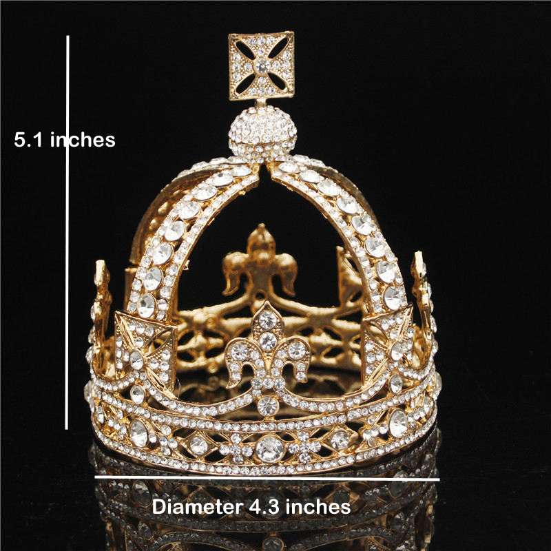 2021 Royal Queen King Tiaras Crown Men Round Diadem Bridal Tiaras And