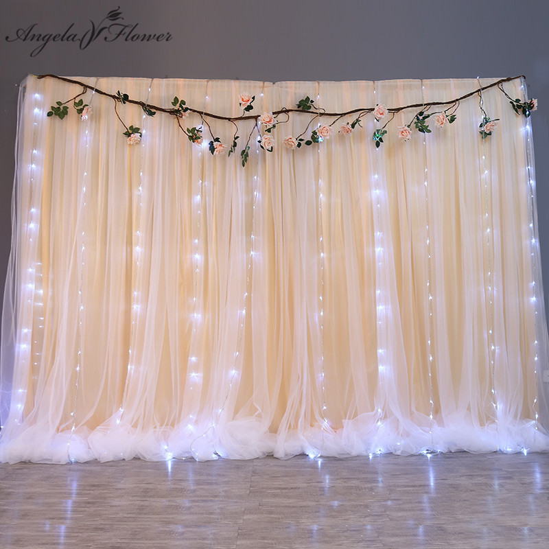 

Wedding Backdrop Gauze Hanging Curtains Ice Silk Cloth Curtain Birthday Shower Scene Layout Event Party Supplies Props 18 Colors