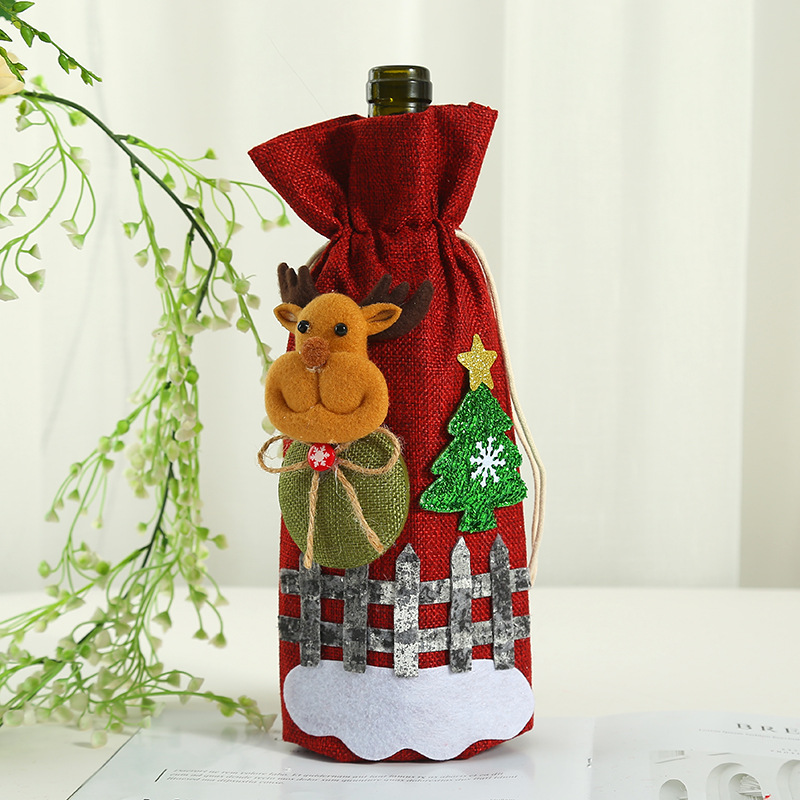 

New Christmas Party Supplies Christmas Decorations Old Man Wine Bag Applique Decorative Wine Bottle Set