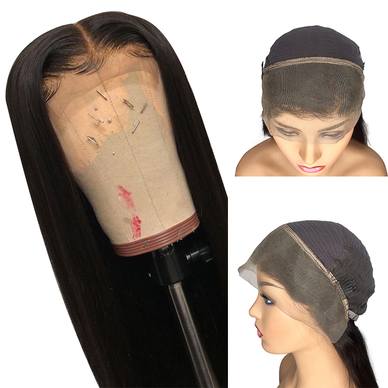

Lace Front Human Hair Wigs Straight Pre Plucked Hairline Baby Hair 13x4 150% 180% Brazilian Remy Human Lace Front Wigs, Natural color