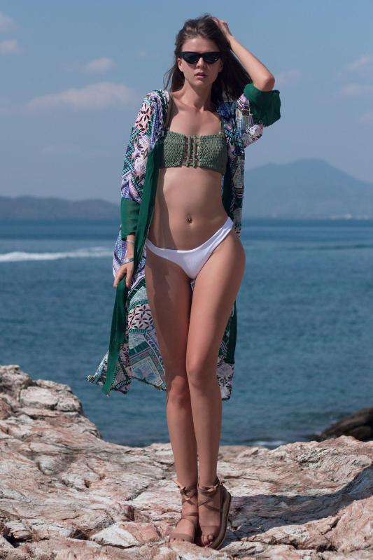 

Linglewei 2020 New women's Chiffon Cardigan beach Bikini coat Print Street tide coat, Green