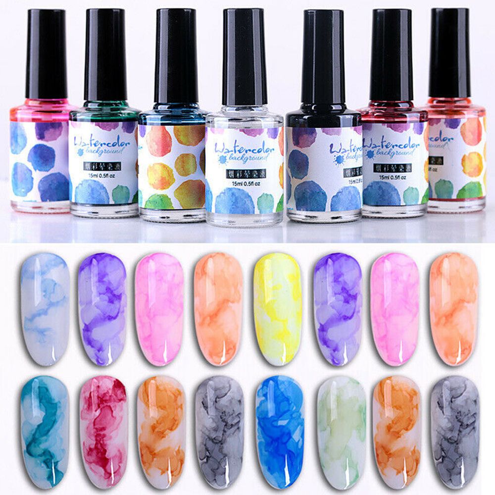 

12 Colors Nail Polish Marble Pattern Pink Nail Smudge Liquid Gradient Long lasting Blooming Gel
