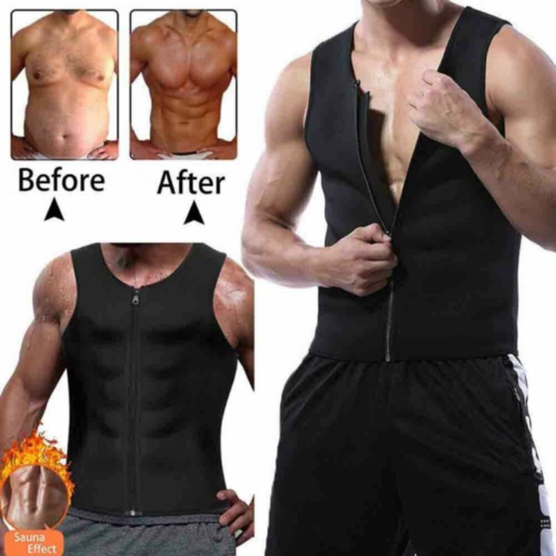 

Men's Gym Neoprene Sauna Vest Sauna Ultra Sweat Shirt Body Shaper Slimming Tank Fitness Anti-Static, As picture