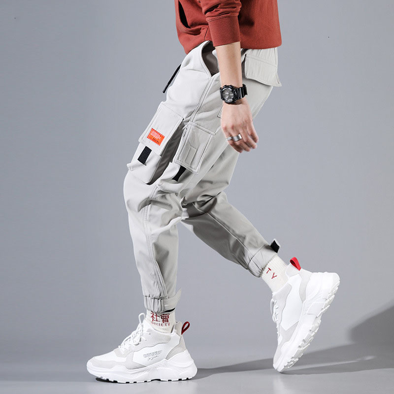 

EWQ / 2020 spring Fashion New Men' Trousers Loose Casual Pants Fpr Male Hip-hop Bottoms With Pockets Cargo Pants 19H-a65, Black