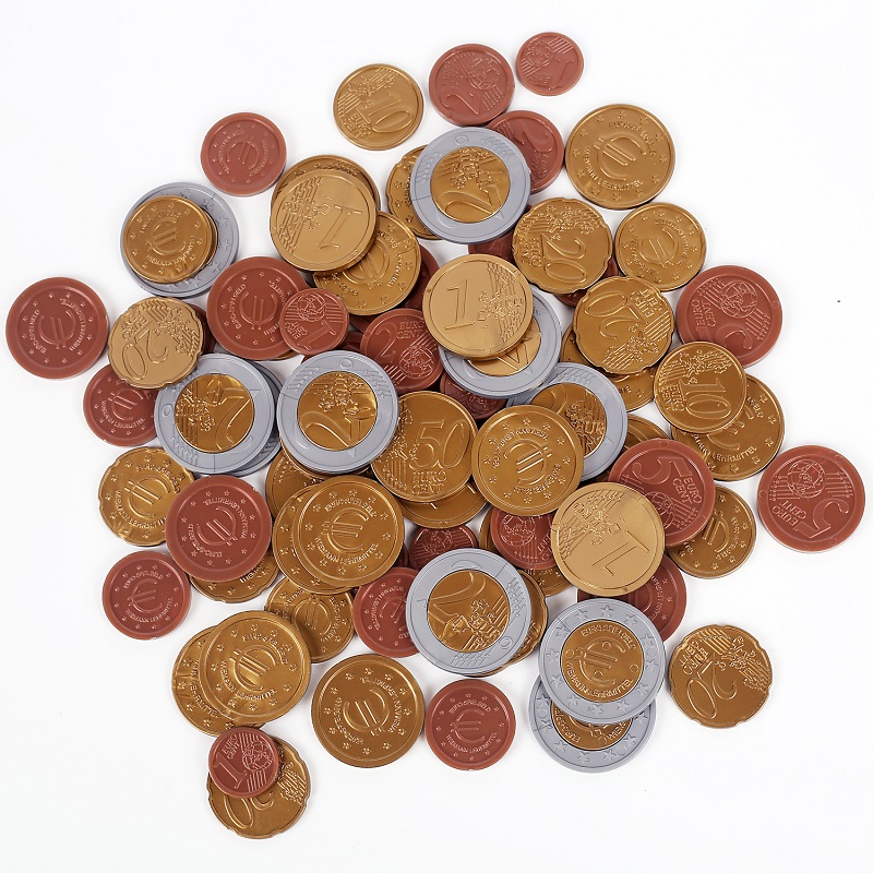 Realistic Teaching Pretend Fake Money Euro Coin Set Plastic Toy Prop Fake Money Coins for Kids Learning Education-image-493897897