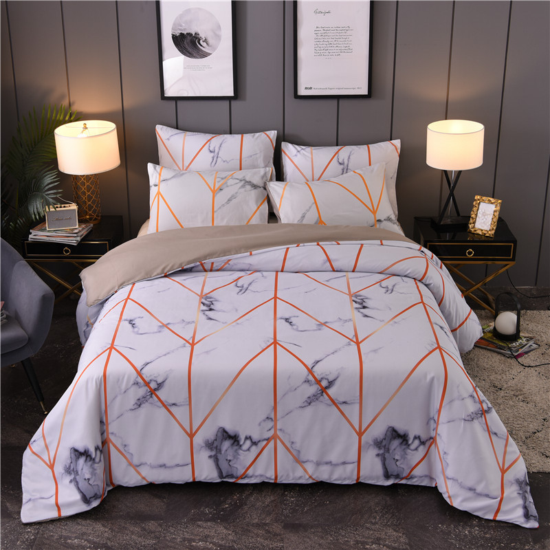 

home textiles Bedding Sets Marble texture bed linens for home Simple bedclothes Duvet Cover set Quilt cover Queen size, Style3