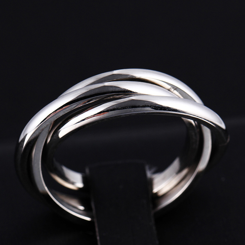 

Wholesale-Rose Gold/Silver Triple Circle 3 in 1 Titanium Steel Triple Ring Three Mix Color 3 Ring Set Women Wedding Engagement Ring Bands