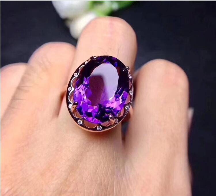 

Amethyst ring Free shipping Natural and real amethyst 925 sterling silver 12*16mm big gemstone Women rings CJ191210