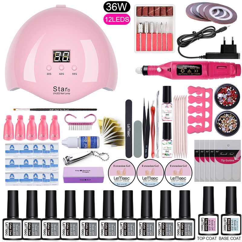 

Nail Art Tool Set UV LED Curing Lamp Nail Gel Polish Kit Soak Off Manicure Tools With Electric Drill All for Manicure