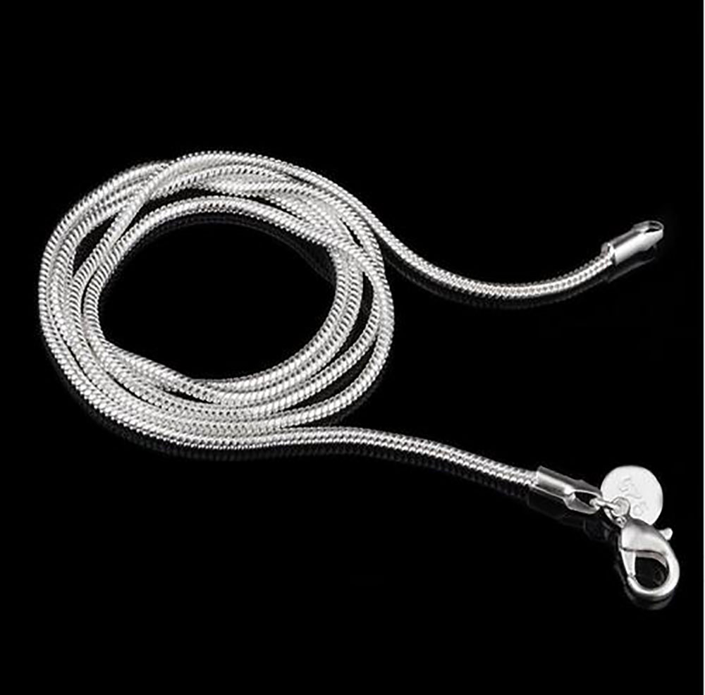 

925 Sterling Silver Smooth Snake Chain Necklace Lobster Clasps Chain Wedding Party Jewelry Size 1mm 2mm 3mm 16inch --- 30inch
