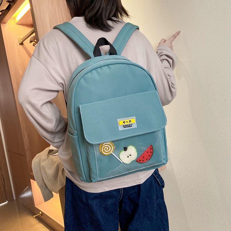 

Female 2020 New Korean Version of the Wild Fashion Simple Shoulders Bag PVC Hand Bag Waterproof Nylon Women's Backpack, Pink