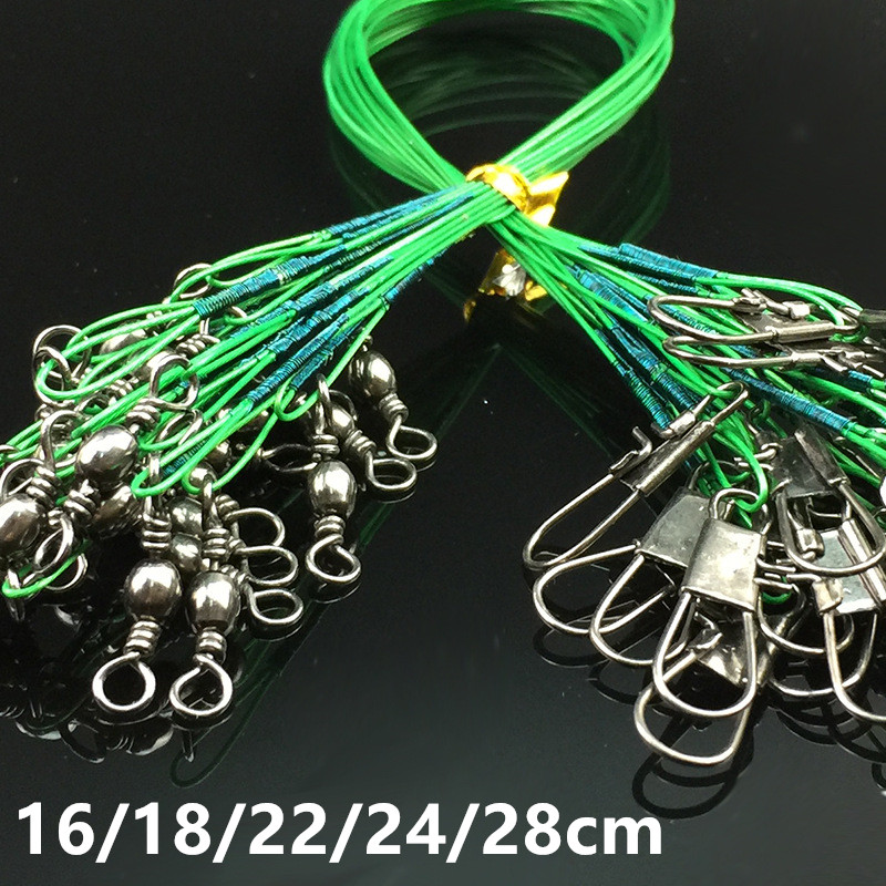 

100pcs/lot 5 Sizes Mixed 16/18/22/24/28cm Anti-bite Steel Wire Fishing Lines Stainless Snaps & Swivels Pesca Tackle Accessories E-001