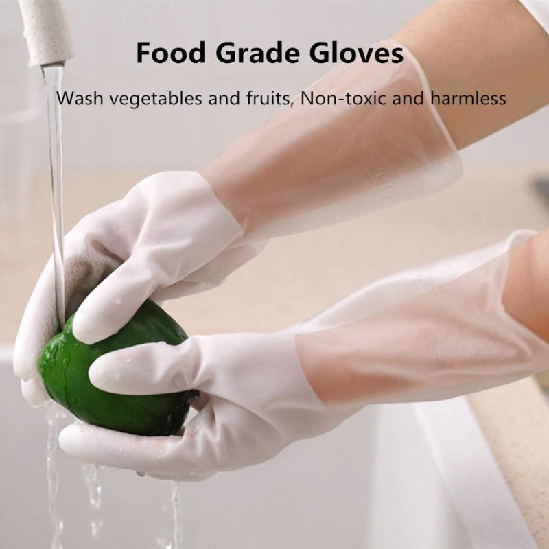 

Dish Washing Gloves Transparent Laundry Waterproof Non-slip Durable Kitchen Plastic Rubber Gloves