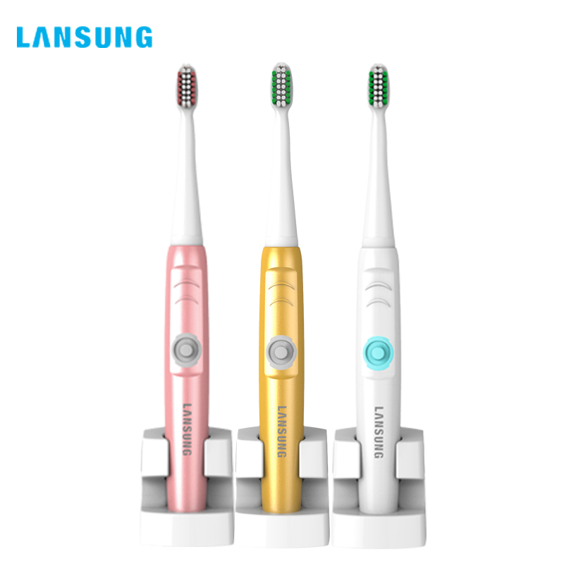 Lansung Sonic Electric Toothbrush Ultrasonic Whitening Teeth Vibrator pinceis Dental Care Oral Hygiene Washable 4 brush heads C18112601-image-435490327