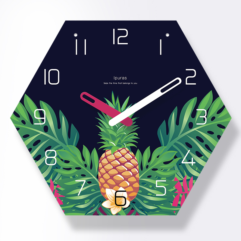 

Ins Hot pineapple 3D Printed Wall Clock Living Room Minimalist Modern Home Round Personality Silent Garden Dedicated Clock