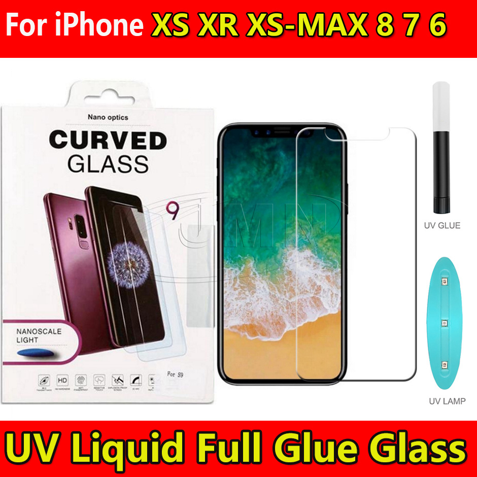 

UV NANO Liquid Glue Full Cover 3D Curved Tempered Glass Phone Screen Protector For iPhone XS X XR XS MAX 6 7 8 PLUS Full Cover Full Glue