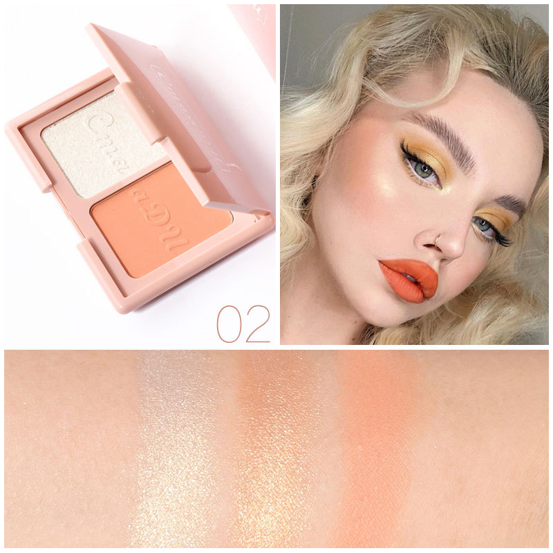 

Cmaadu Double Color Blush Highlighter Repair Palettes Blusher Face Blusher Powder Rouge Makeup Cheek Blusher Powder Minerals, As picture show