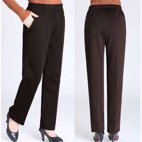 

Clobee Women Pants 2020 Plus Size -7XL Middle Age Women Winter Spring Pants Thicken Plus Velvet Femme Straight Trousers J361, Black