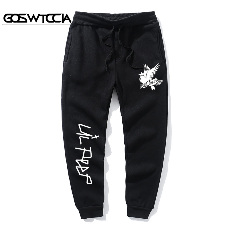 

GOSWTCCIA Autumn New Mens Pants lil peep Printed Casual Fashion Jogger Knee Length Sweatpants Man Fitness Drawstring Trousers