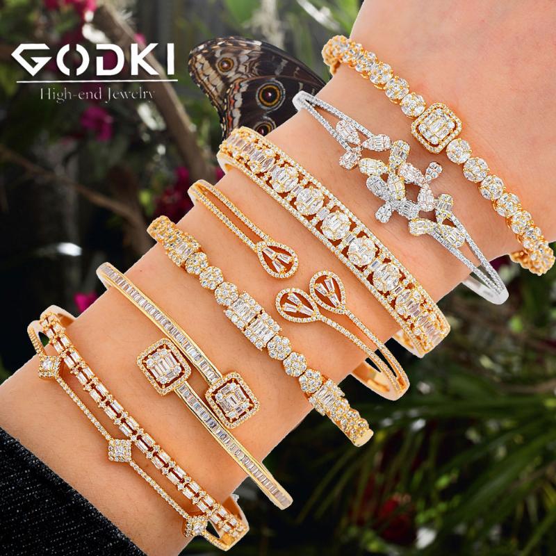 

GODKI Stackable Cuff Bangles For Women Wedding Full Cubic Zircon Crystal CZ Dubai Bridal Bracelets Party Jewelry 2020, Black