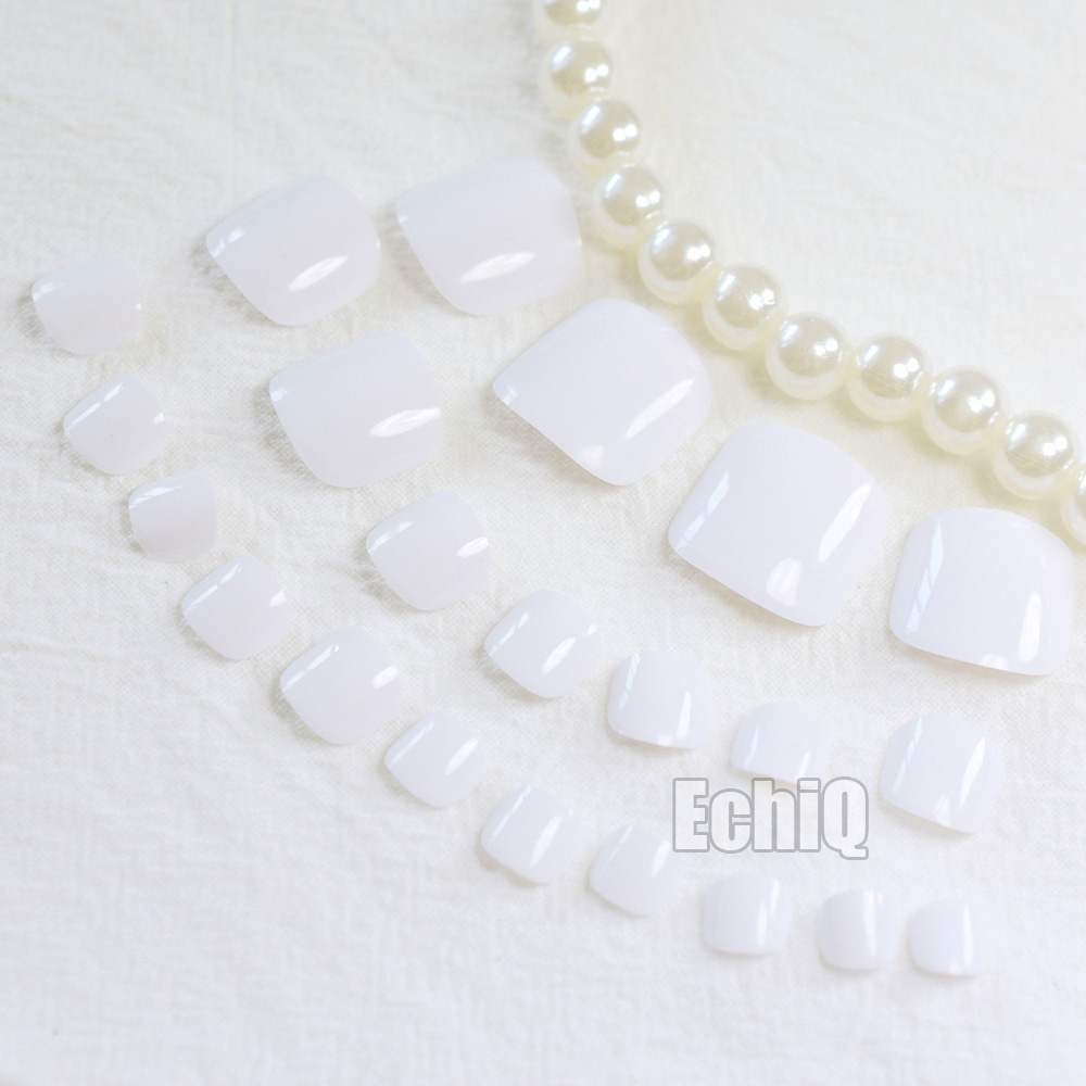 

Pure White False Toenail DIY Foot Fake Nails Art Tools Accessories Manicure 24pcs Salon Decor Nail Stickers Tips