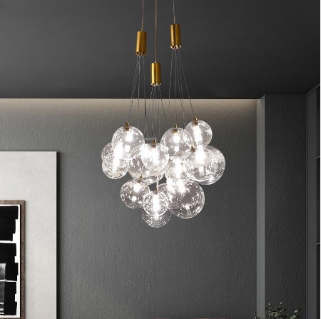 

Nordic Lustre Glass Ball Bubble Restaurant Chandelier Bedroom Ins Simple Creative Living Room Hanging Lamp LED Lighting Fixtures LLFA