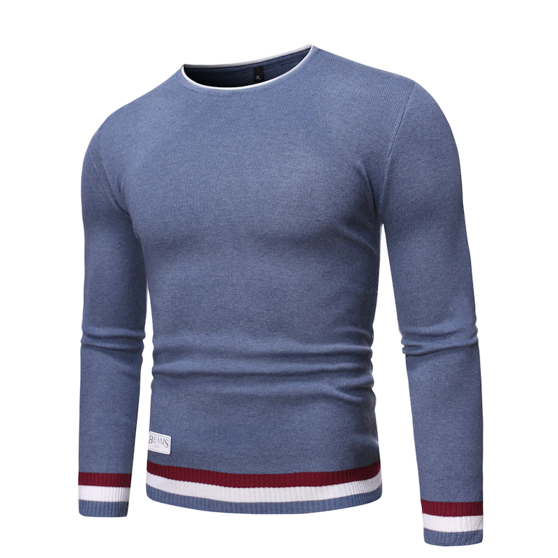 

Men's Casual Cotton Striped Sweater Pullover Men's Autumn Winter New Fashion Round Collar Curled Casual Sweater Knit Men 3XL, Black