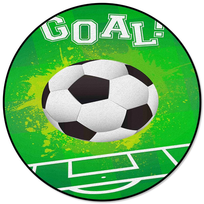 

Soccer Curtains Balls Football Design Pattern Rugs and Carpets for Home Living Room Round Rug for Children Rooms Non-slip, As pic