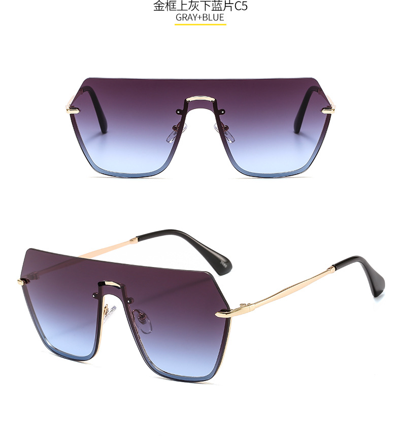 

2020 Fashion Polygon Trimmed Sunglasses Woman Retro Travel Beach Metal Rimless Eyeglasses Lady Driving Sports Eyewear 3689