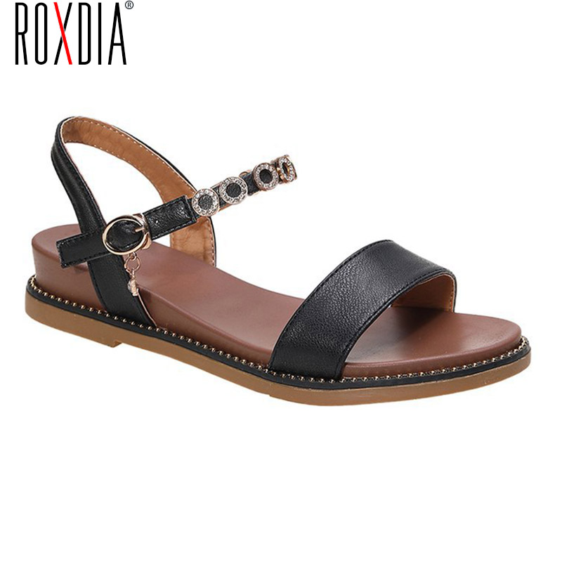

ROXDIA Women's sandals with slope heel summer 2020 new Korean version versatile flat bottomed student Beach RXM572, Black