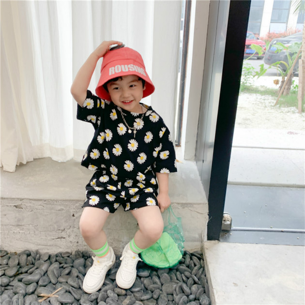 

Kids Designer Clothing Sets Boys Fashion Flower Printed Tshirts + Shorts Two Pieces Children Summer Fashion Breathable Clothing Suits New, Black