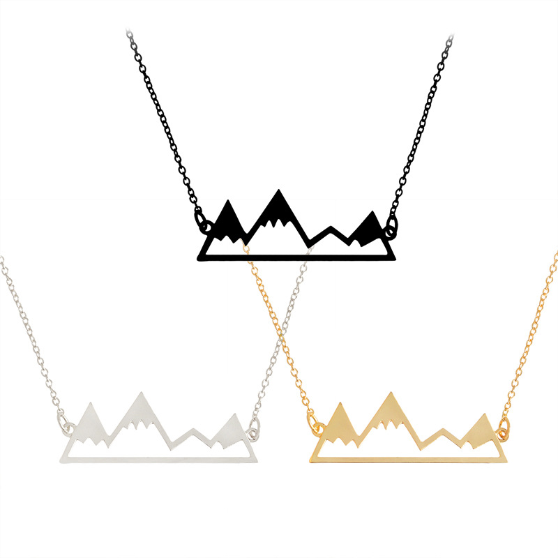 

New mountain peak shape Pendant necklaces For Women Gold Silver Black snowcap snowy mountain top charm chains Fashion Jewelry