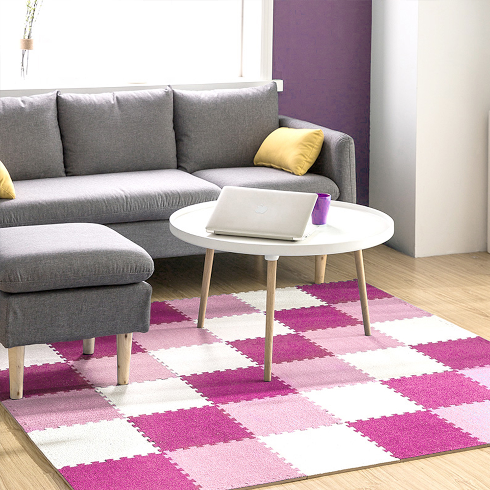 

1pcs 30x30cm EVA Suede Foam Carpet Kids Room Carpets Patchwork Rug Kids Foam Puzzle Mat Long Fluff Baby For Living Room, Pink