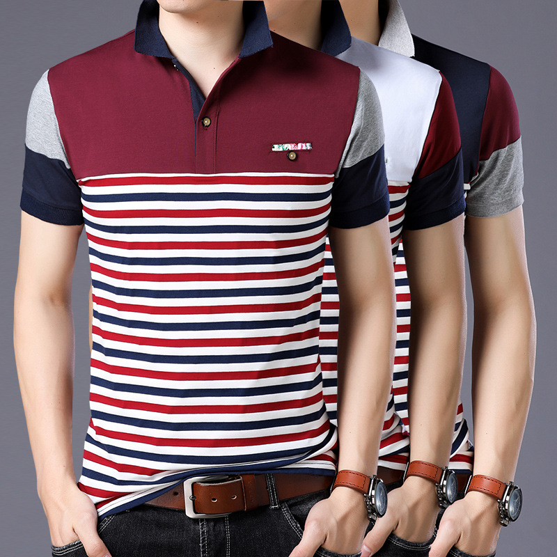 

Striped COTTON Style Striped Brand Fashion Polo Shirts Short Sleeve Men Summer Cotton Breathable Tops Tee Asian Size M -5xl, White;black