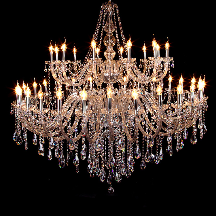 

Duplex building large chandelier crystal lamp European villa living room lamp atmosphere candle chandelier crystal project hotel